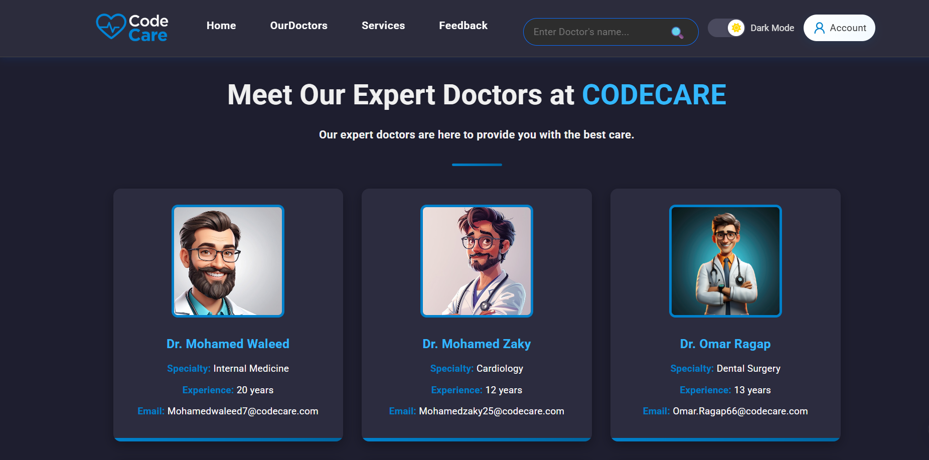 CodeCare Hospital Website